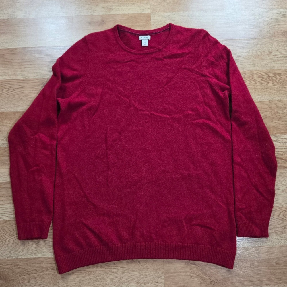 L.L.Bean Cashmere Sweater Womens XL 283586 Crewneck Long Sleeve Red